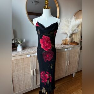 Barami | Vintage Silk Slip Dress with Rose Print
